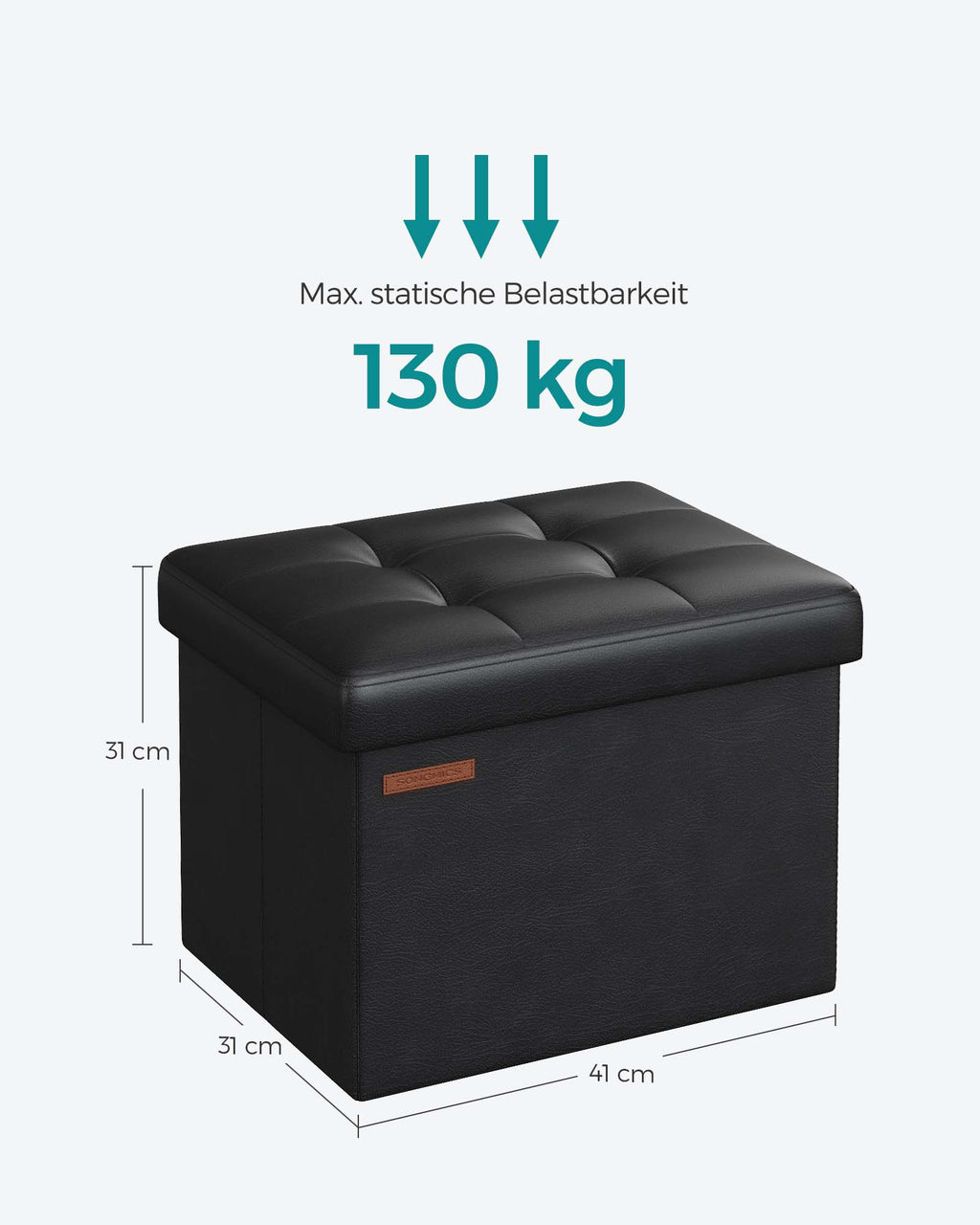 Foldable sofa with storage space 41 cm ink -black