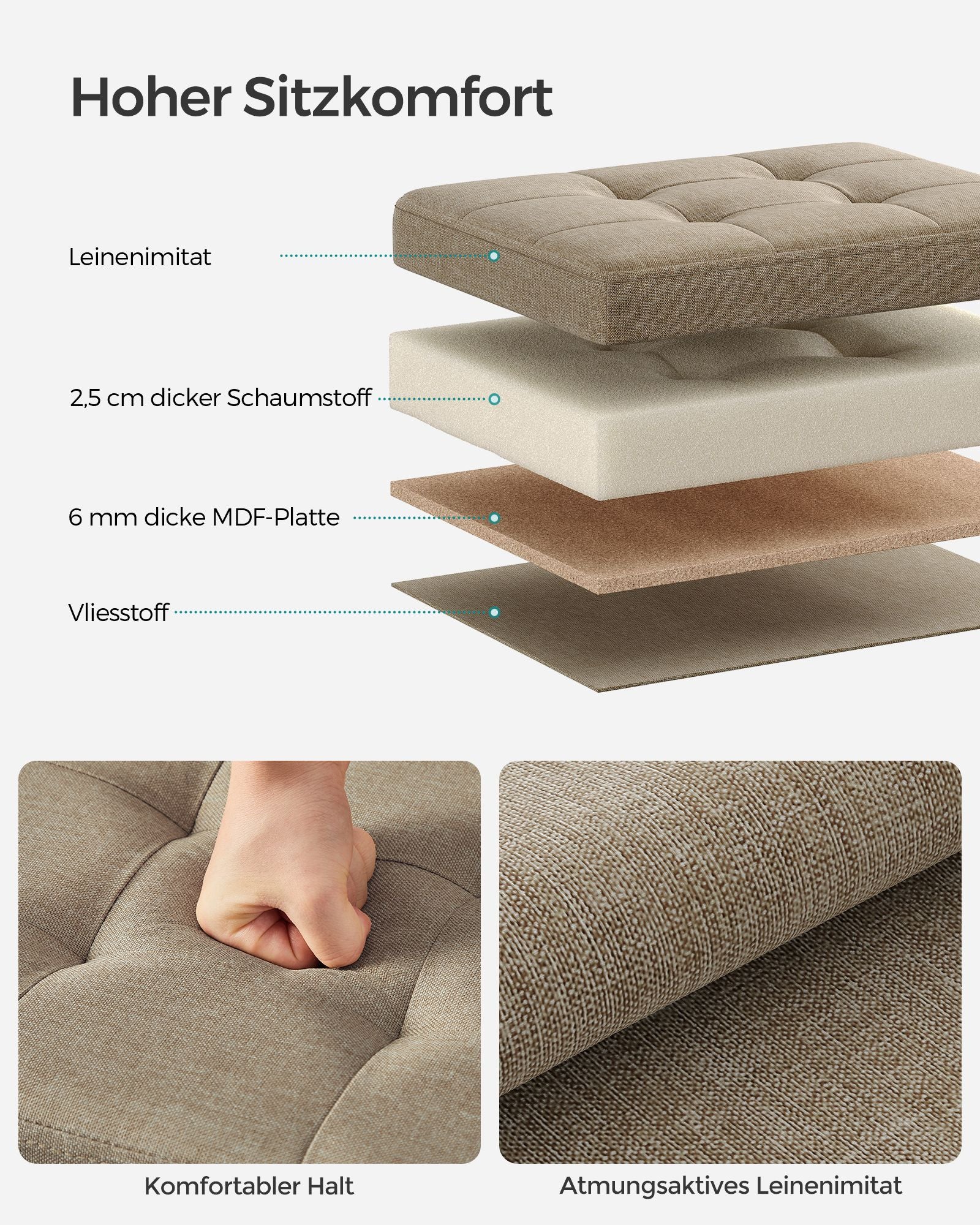 Bank - With Storage Space - Light Taupe