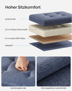 Sofa - with storage space - light denim blue