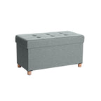 Seat box - Pouf with storage space and lid - Footstool - Wooden legs - 76 x 38 x 40 cm - Dark gray