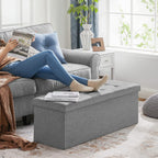 Storage bench - seating box - Foldable - load capacity 300 kg - light gray