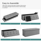 Storage bench - seating box - Foldable - load capacity 300 kg - light gray