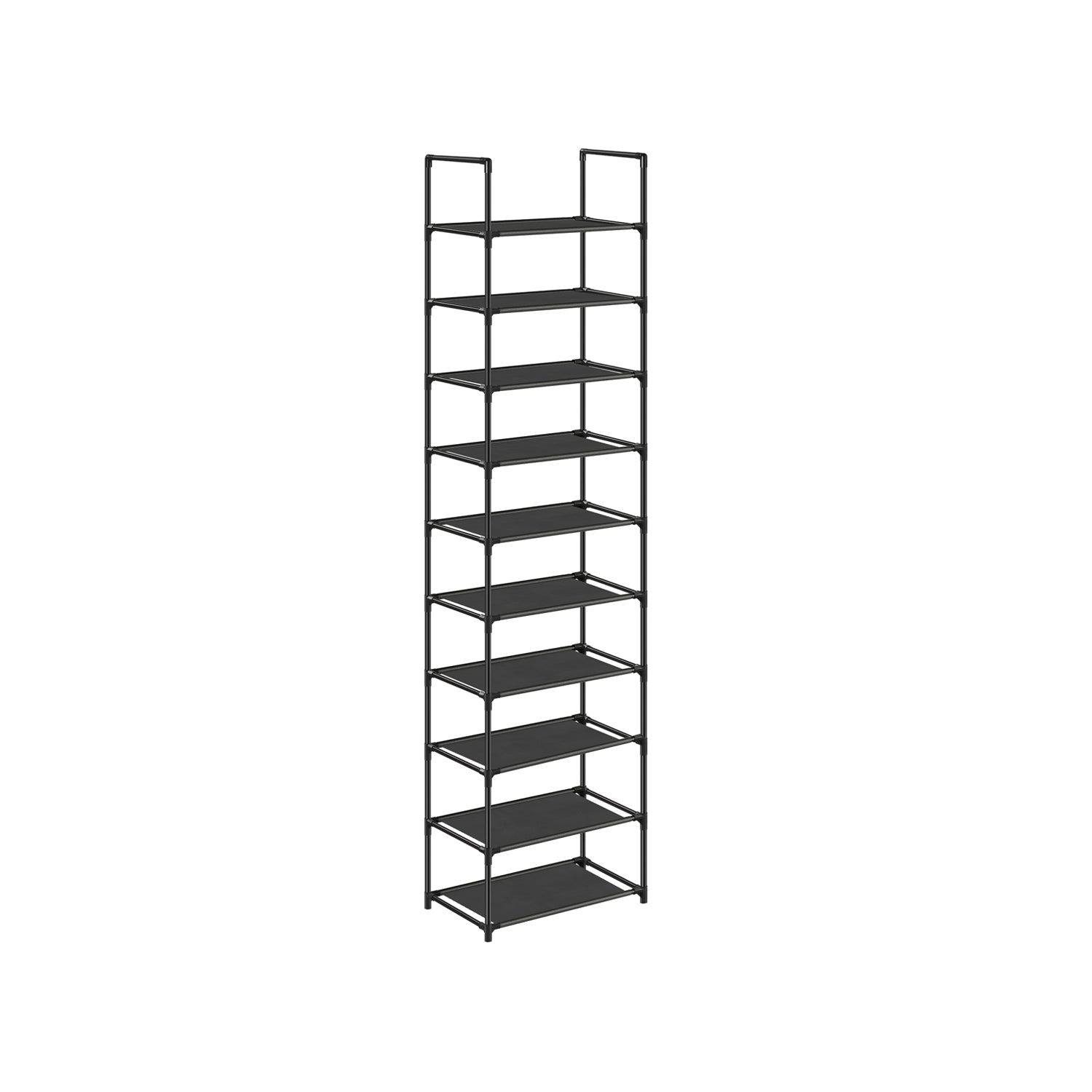 Shoe rack - Shoe cabinet - With 10 levels - Metal frame - Black