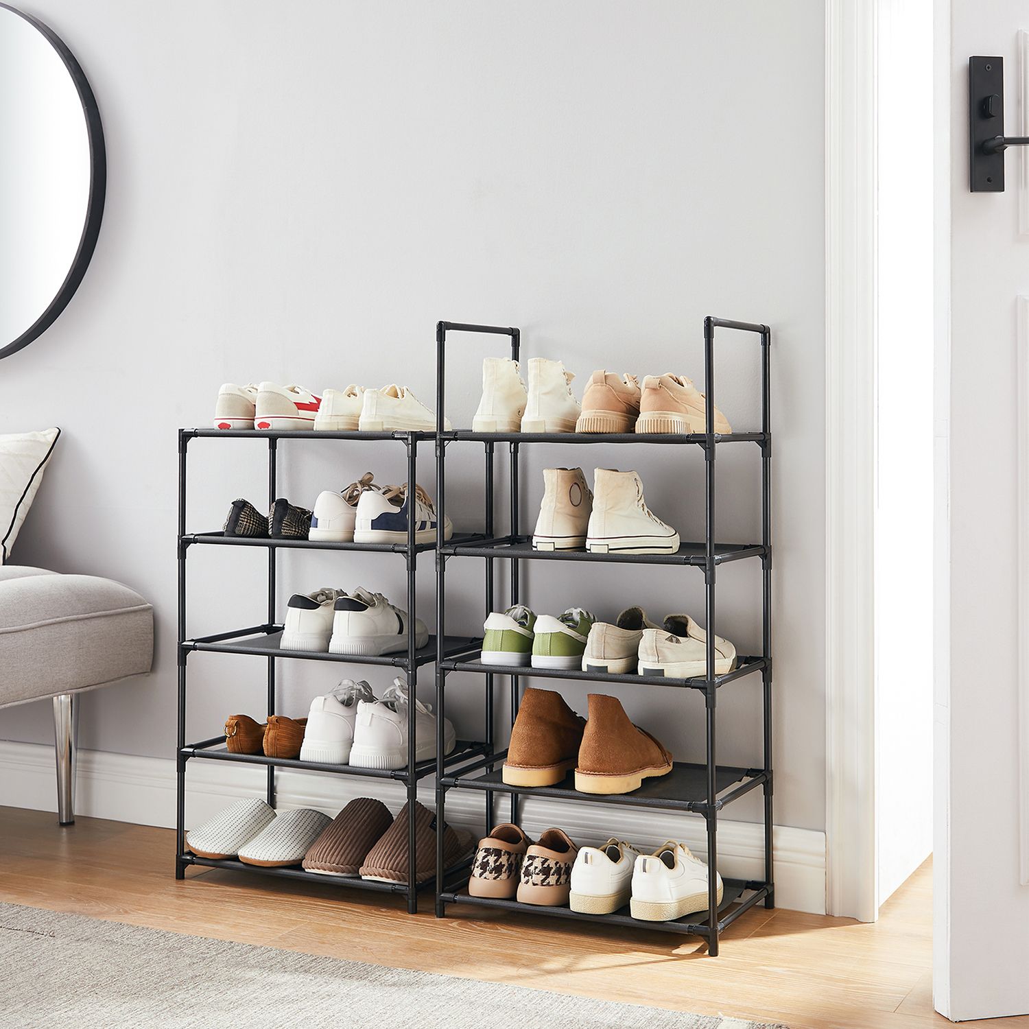 Shoe rack - Shoe cabinet - With 10 levels - Metal frame - Black