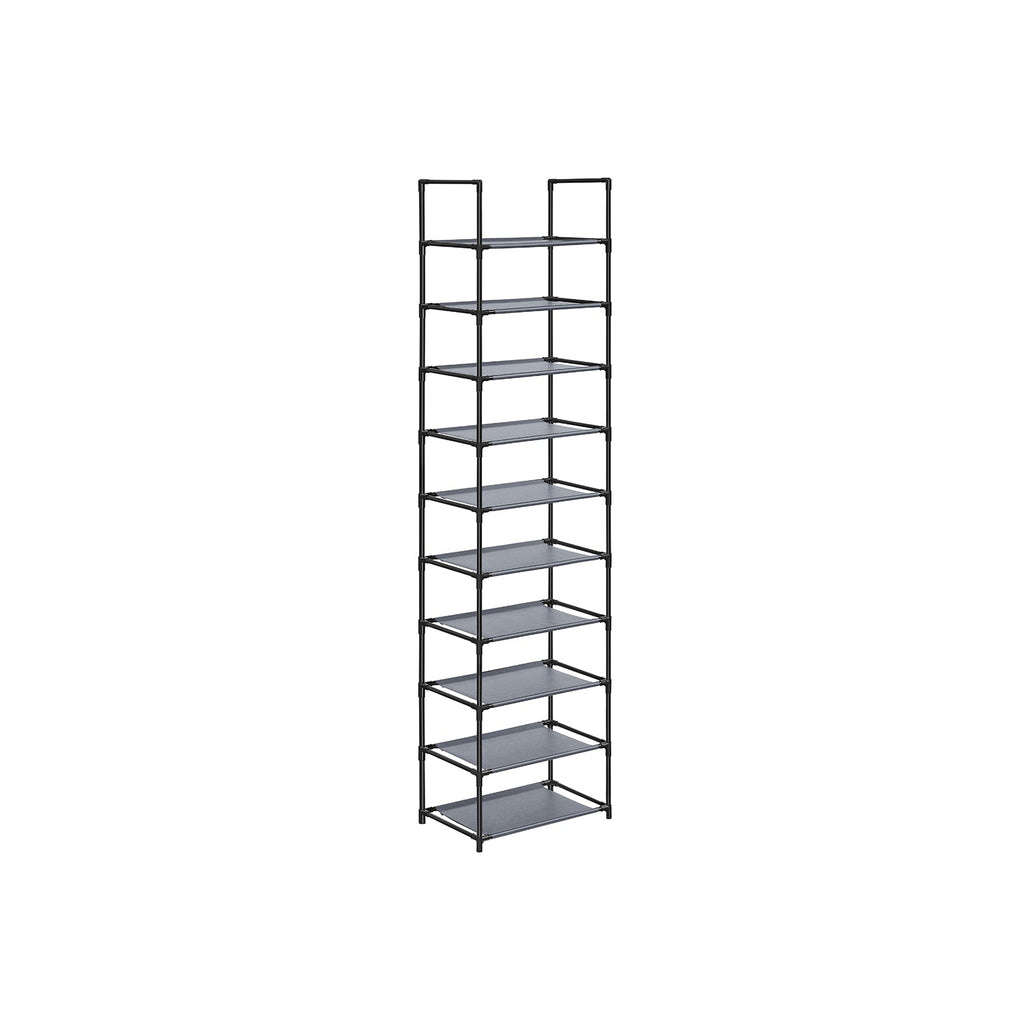 Shoe rack - Shoe cabinet - With 10 levels - Metal frame - Black