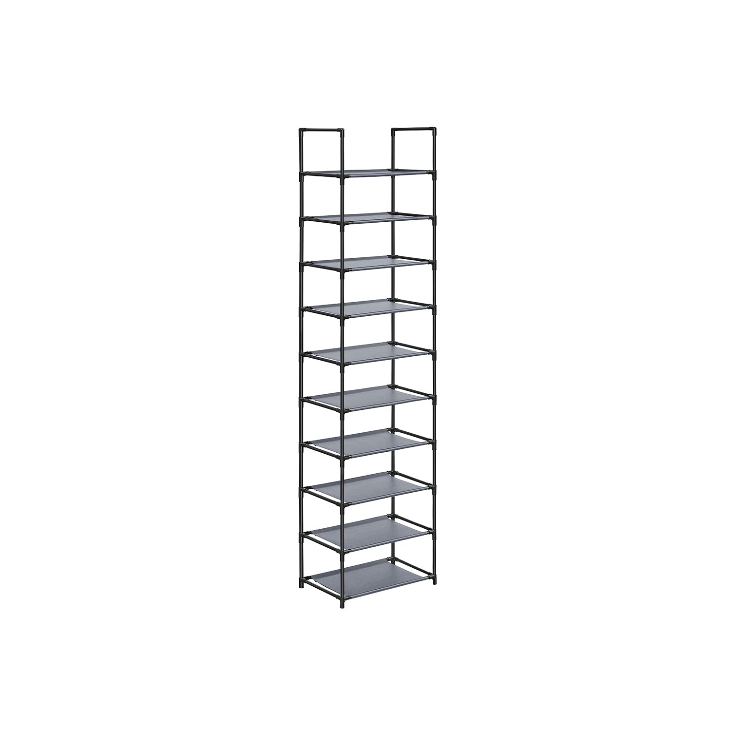 Shoe rack - Shoe cabinet - With 10 levels - Metal frame - Black
