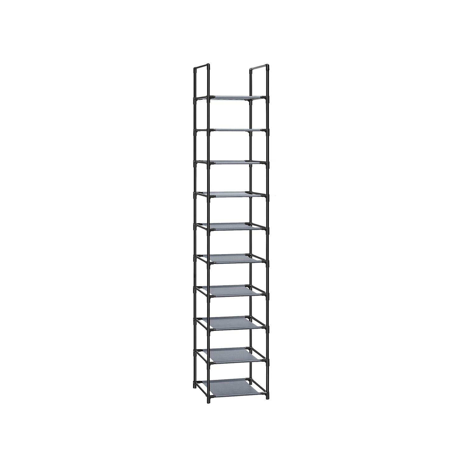 Shoe rack - Storage of shoes - 10 levels - Open shoe cabinet - Metal frame - Black