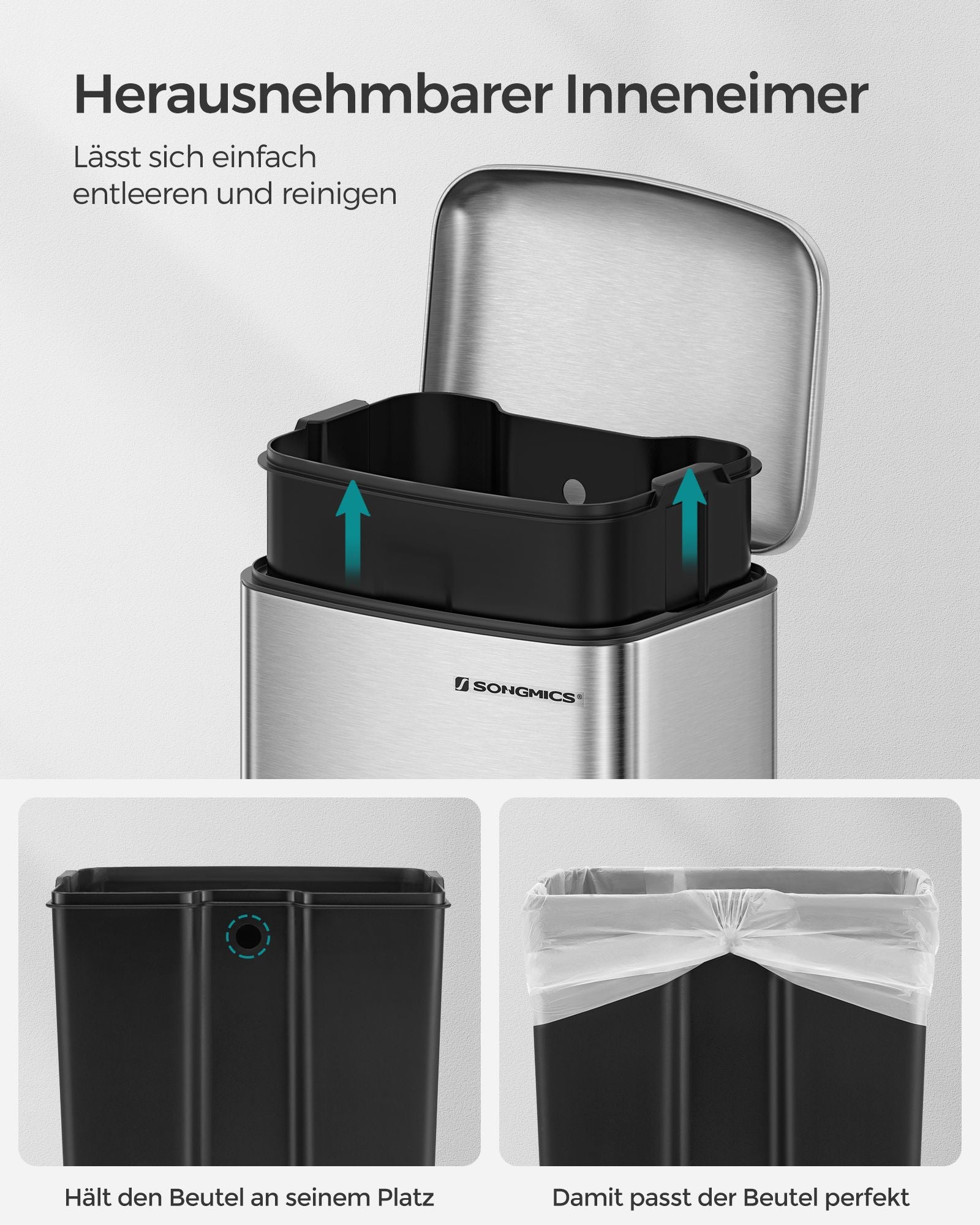 Garbage bin - 30 liters - Stainless steel