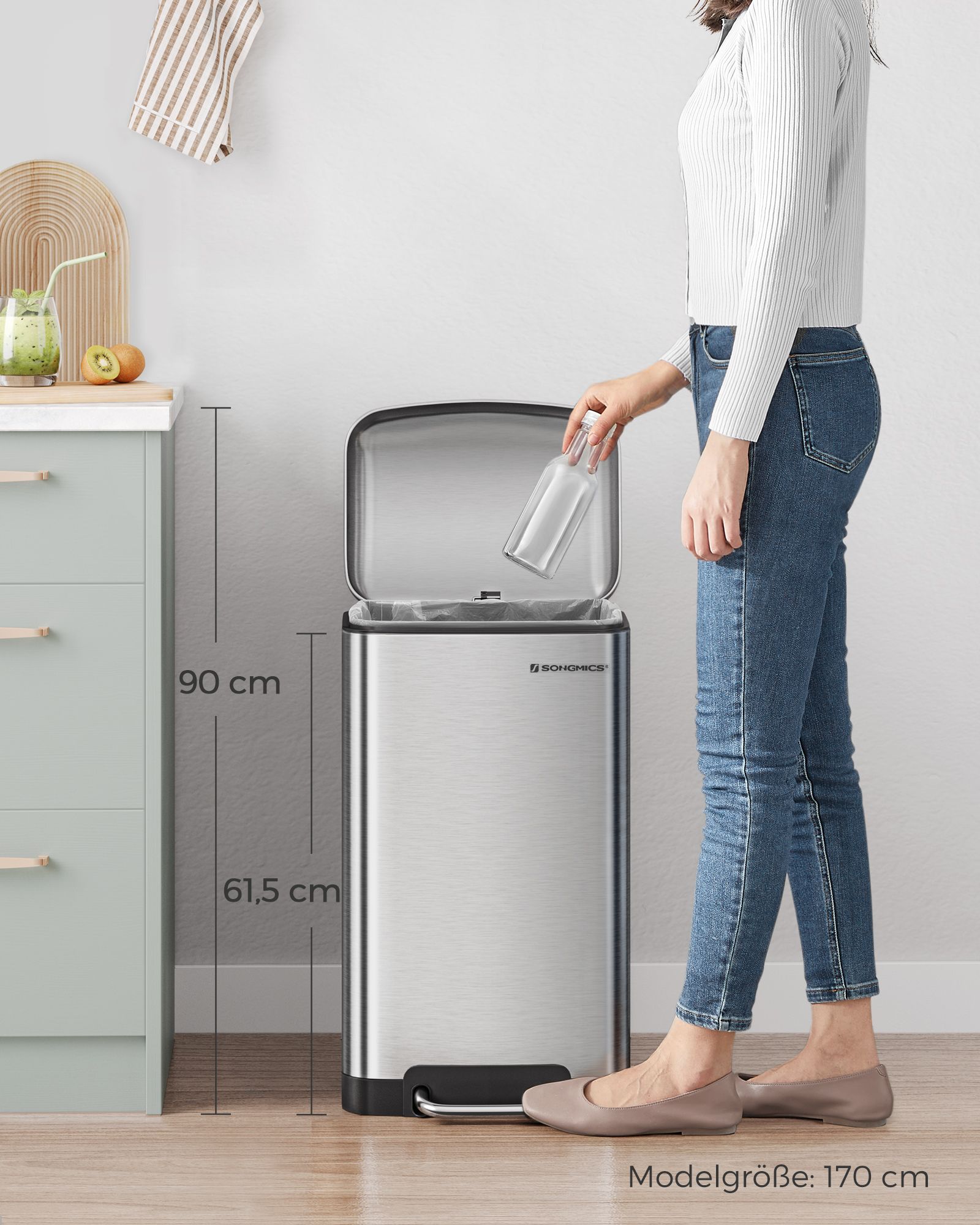 Garbage bin - 30 liters - Stainless steel