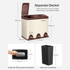 Garbage bin-3 × 8 liters-with lid & inner bucket-Crème-White & Brown