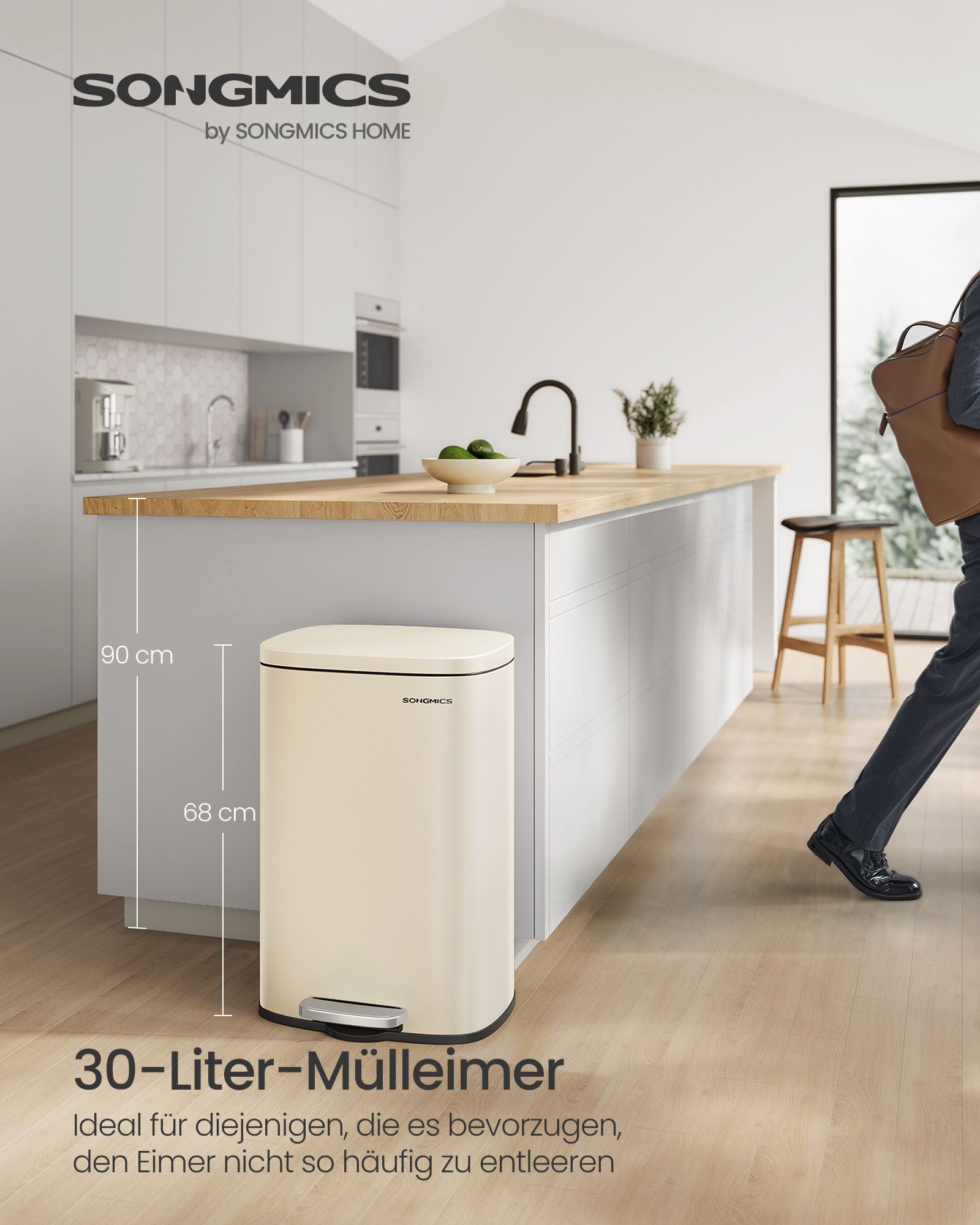 Kitchen Prullen Bin 50 Liter Zandbeige