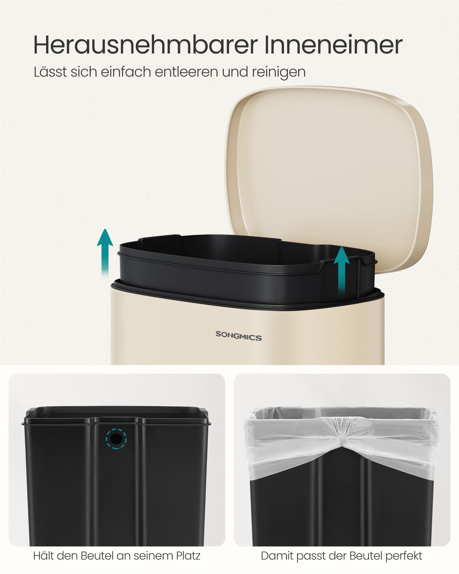 Kitchen Prullen Bin 50 Liter Zandbeige