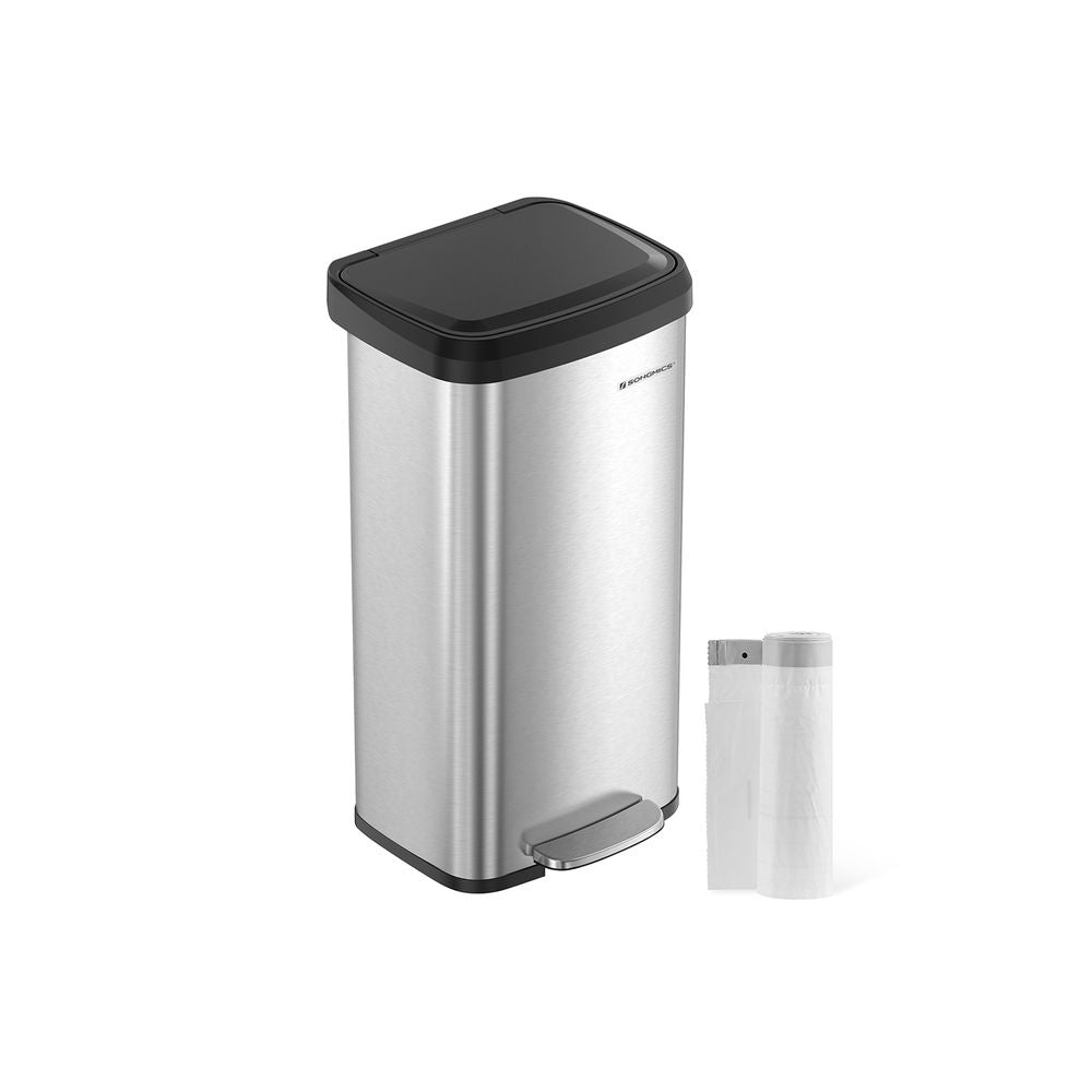 Garbage bin - Waste bin - 68liter - Metal - With lid - White