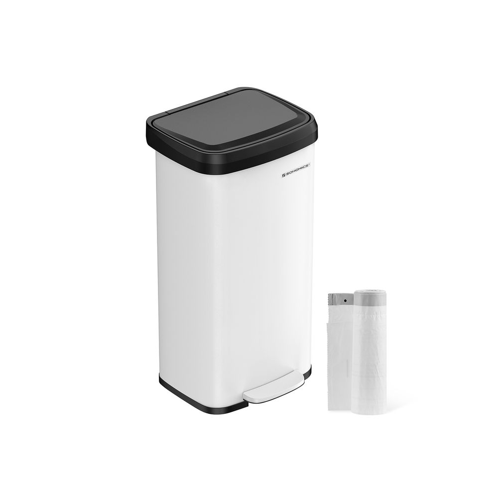 Garbage bin - Waste bin - 68liter - Metal - With lid - White