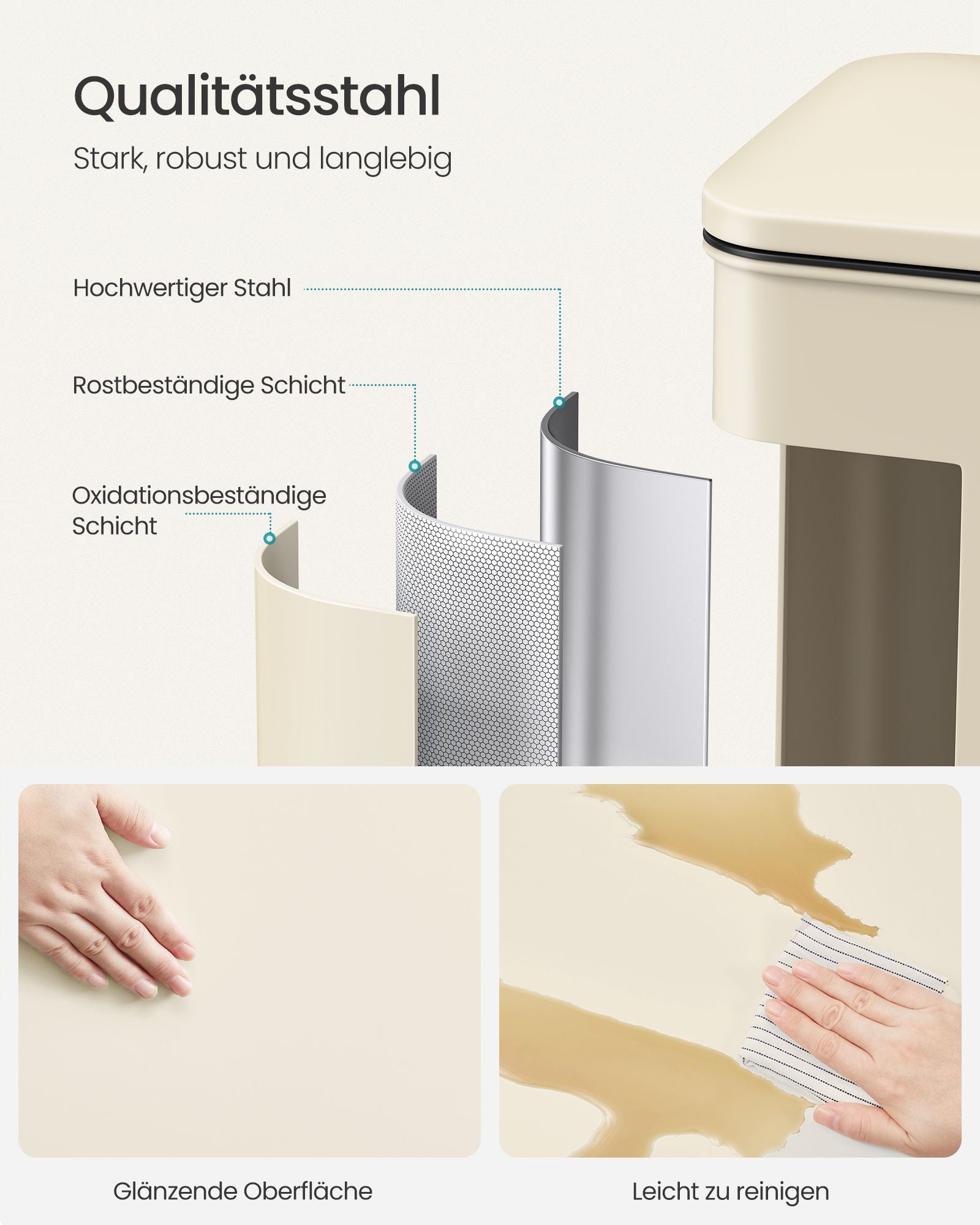 Kitchen Prullen box with lid 40 liters of sand beige