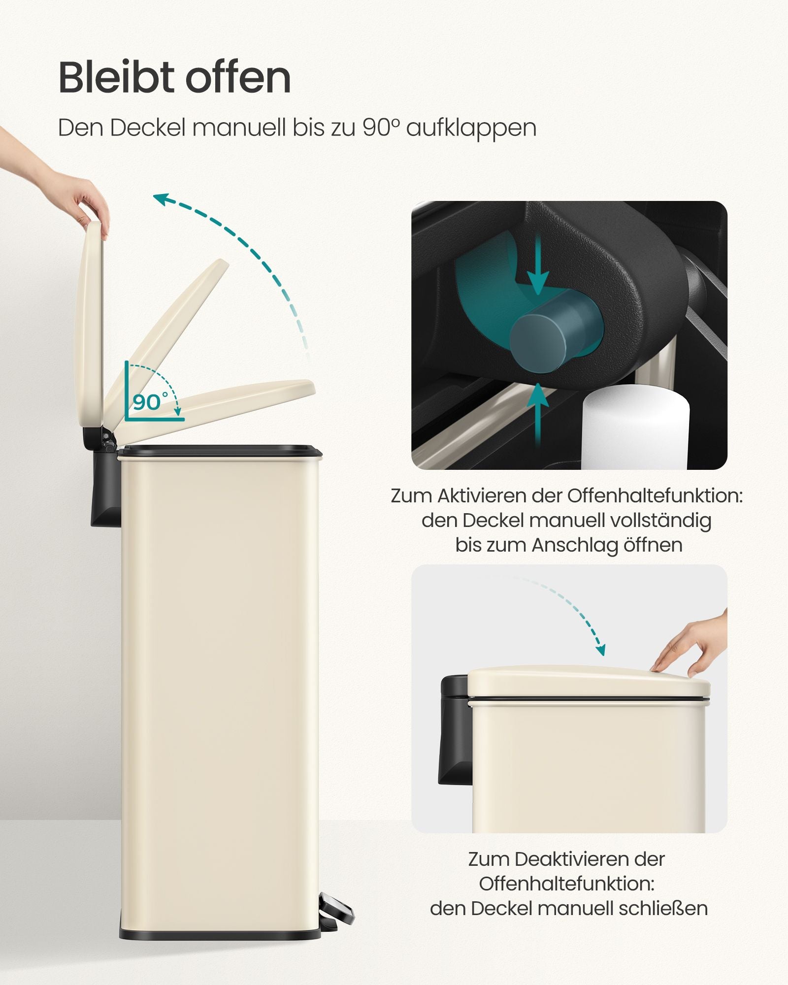 Kitchen Prullen box with lid 40 liters of sand beige