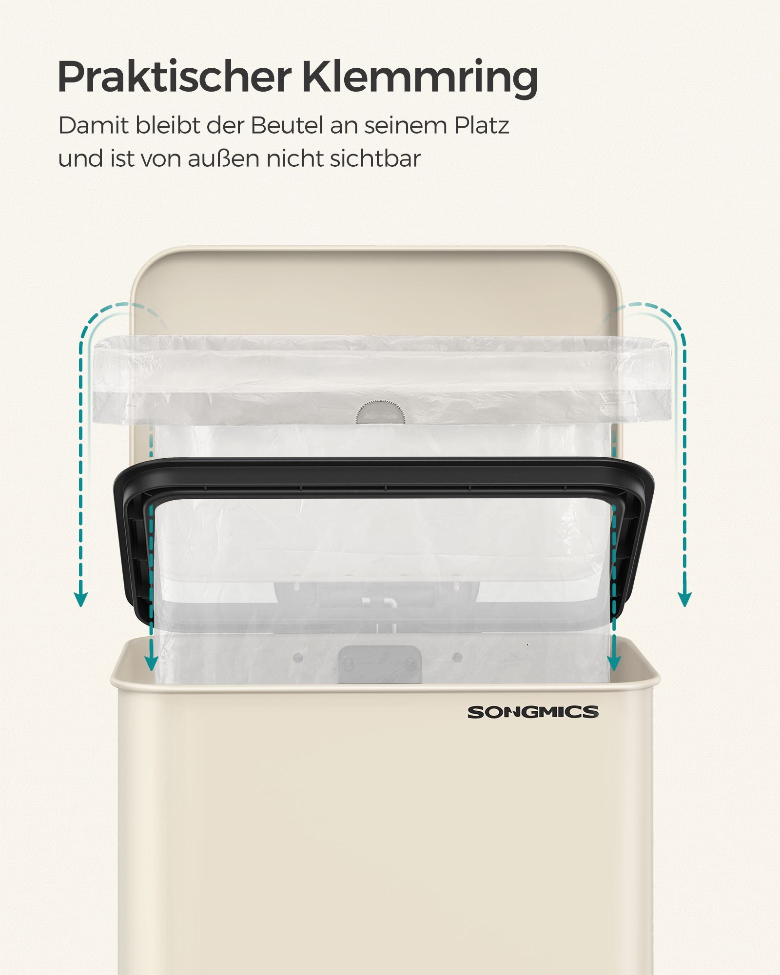 Kitchen Prullen box with lid 40 liters of sand beige