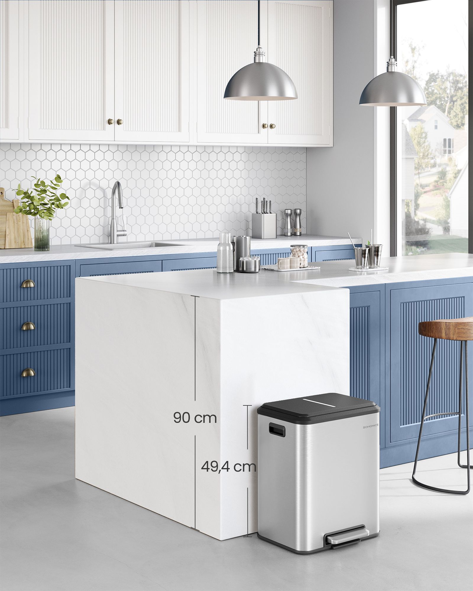 Kitchen Prullen Bin Metallic Silver