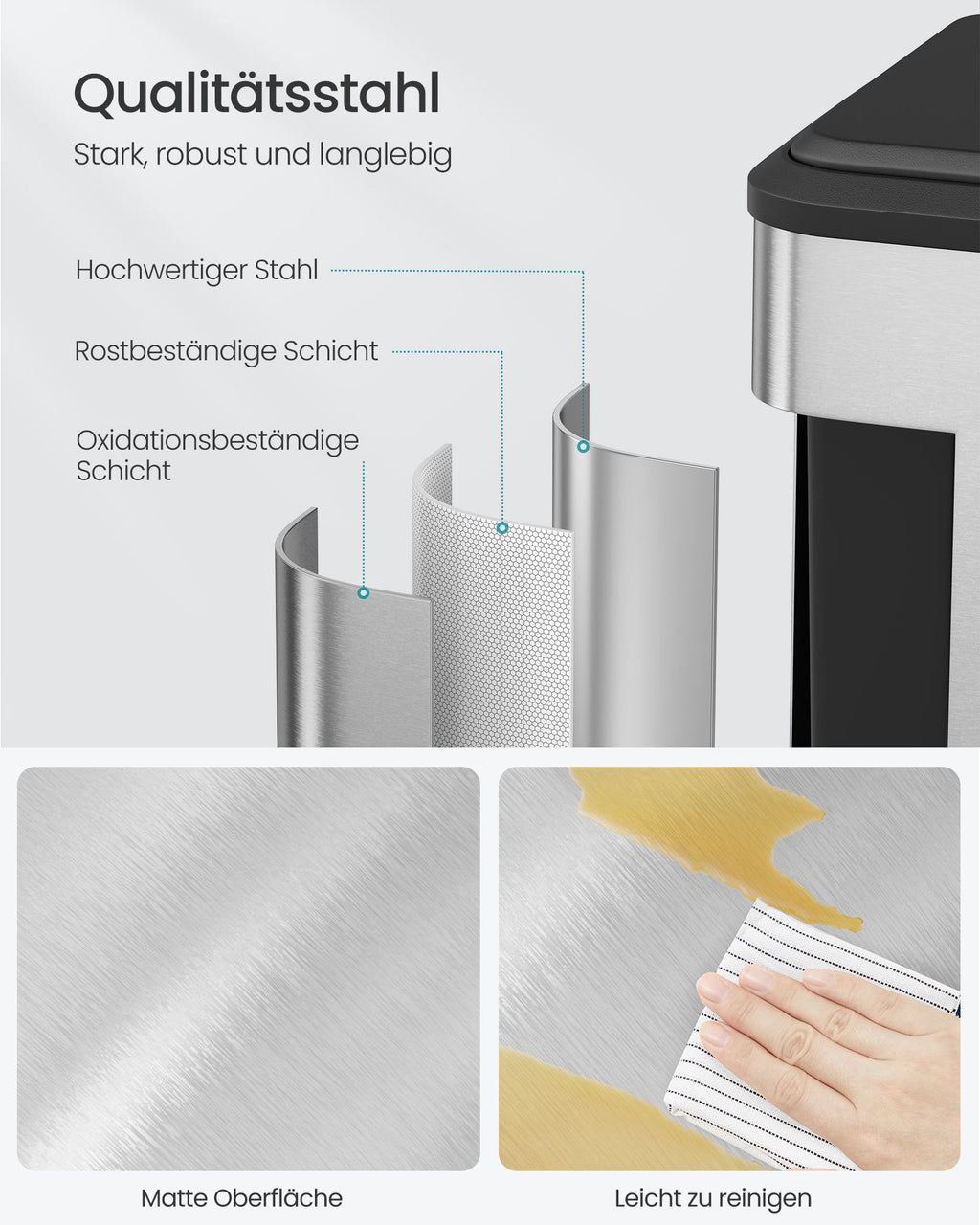 Kitchen Prullen Bin Metallic Silver