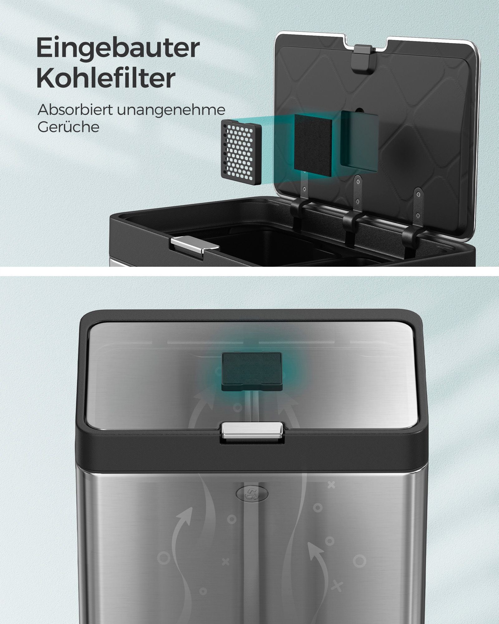 Kitchen Prullen Bin with Pedal and 3 Compartments