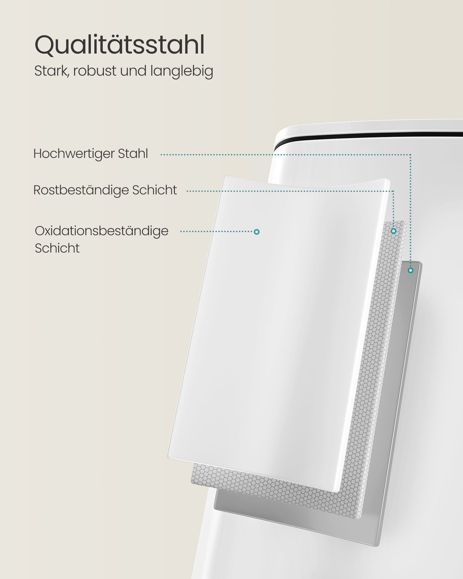 Garbage can 20 liters made of cloud white steel