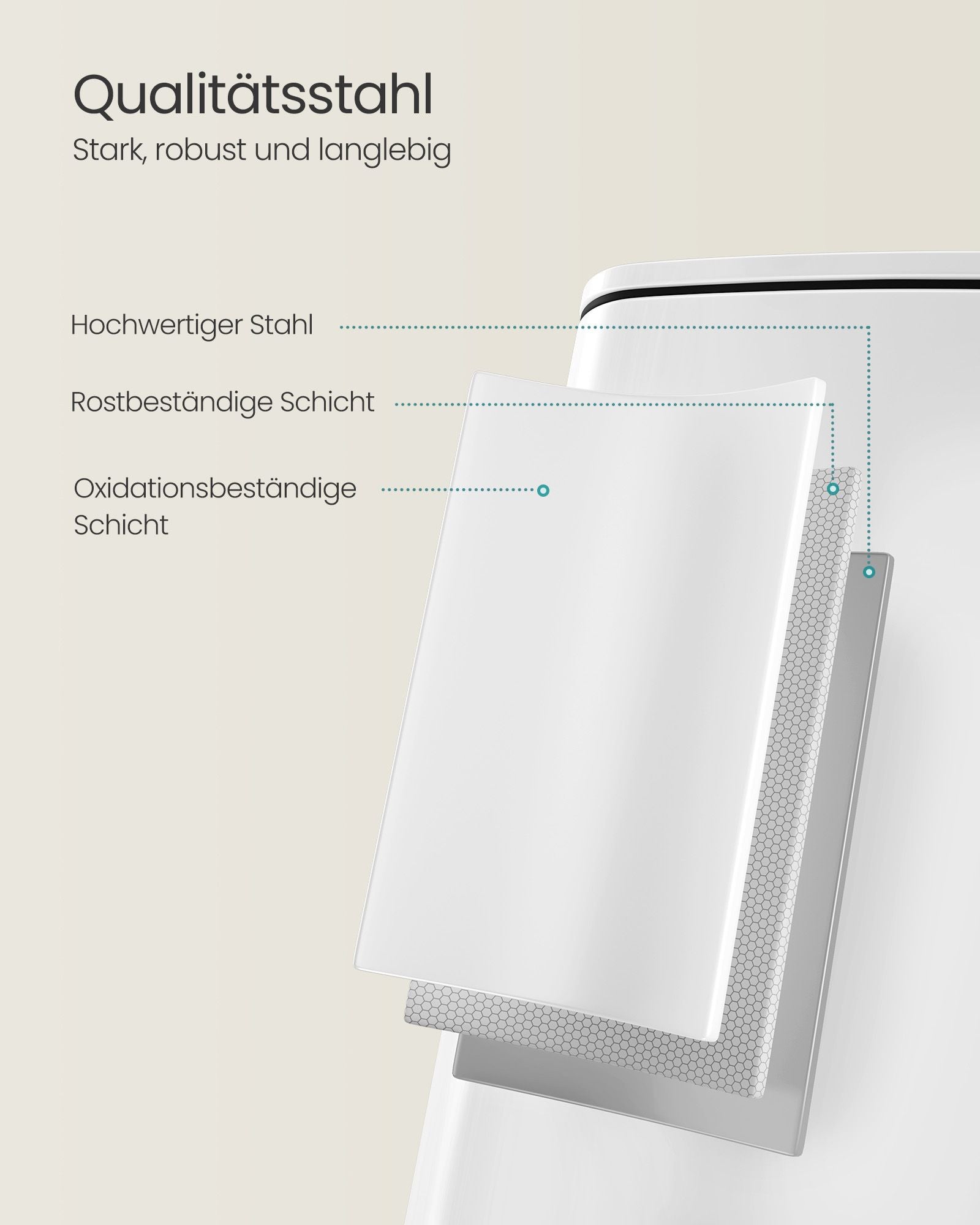 Garbage can 30 liters made of cloud white steel