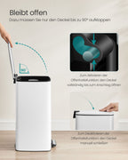 Garbage can 30 liters made of cloud white steel