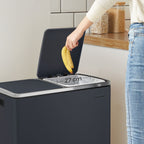 Waste bin - pedal bin with 2 plastic inner buckets - 2 x 30 l - Gray