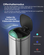 Garbage bin - with motion sensor - kitchen - 50 l - silver