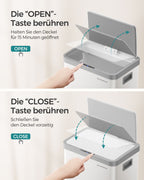Garbage bin with motion sensor made from Staalwolkwit