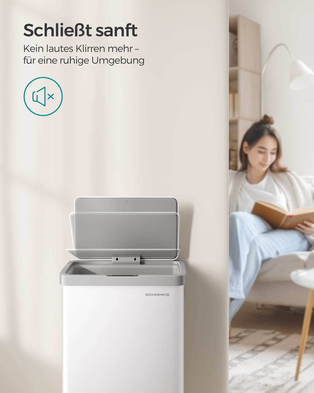 Garbage bin with motion sensor made from Staalwolkwit