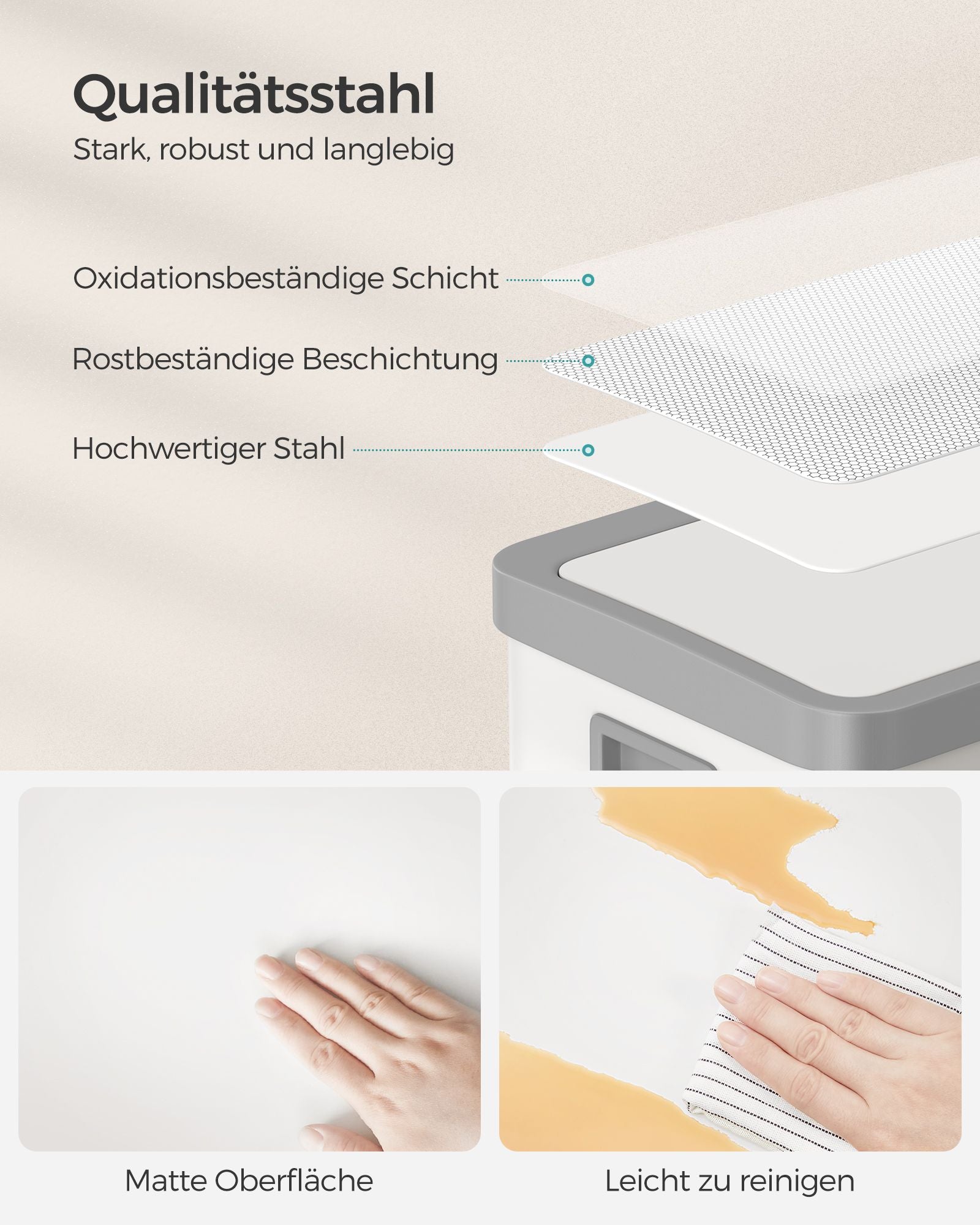 Garbage bin with motion sensor made from Staalwolkwit