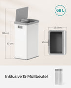 Garbage bin with motion sensor made from Staalwolkwit