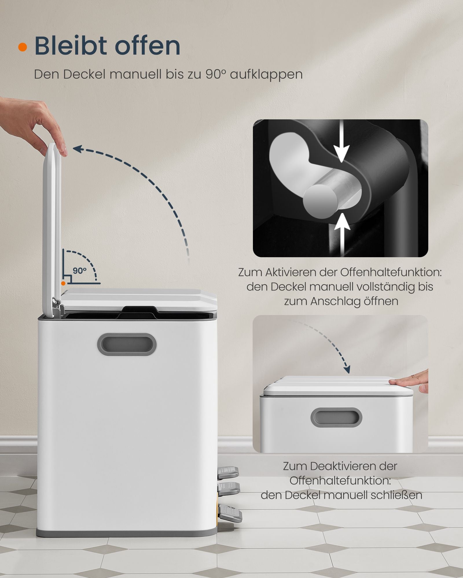 Kitchen Prullen Bin 3 x 15 L Bockets Wolkwit