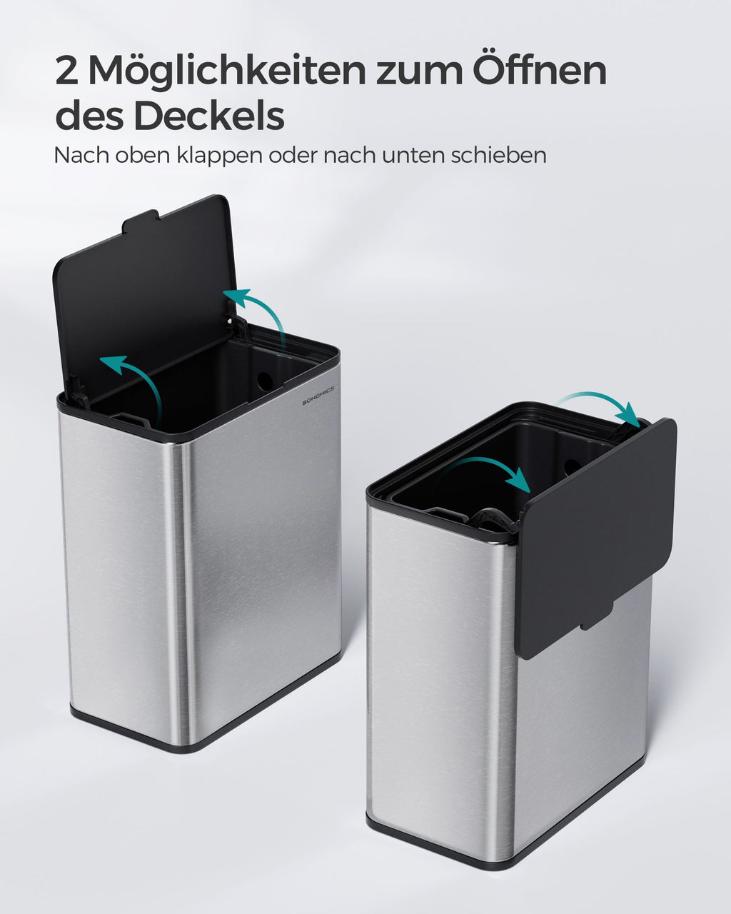 Garbage bin-with lid-for organic waste-made of metal