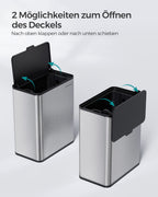 Garbage bin-with lid-for organic waste-made of metal