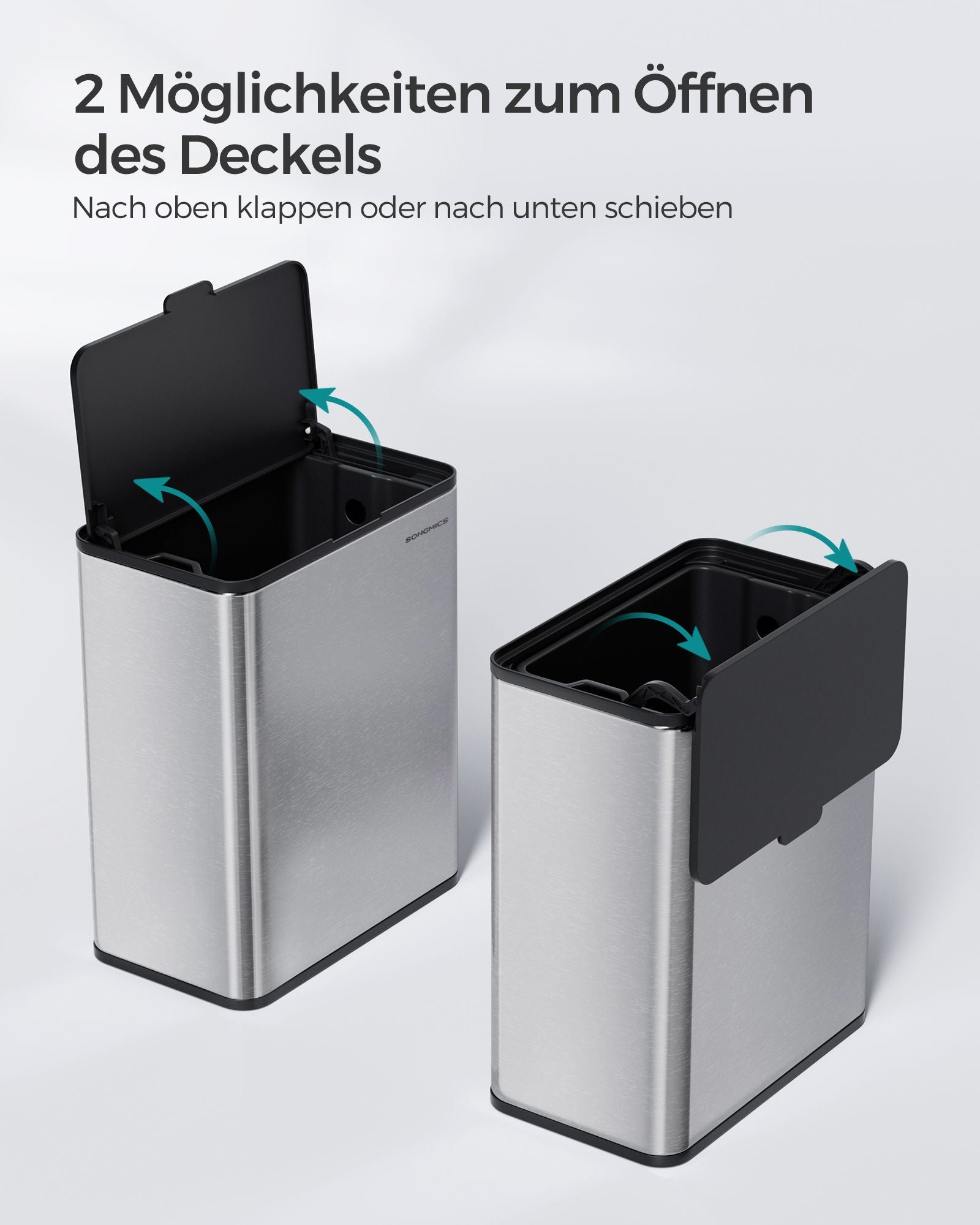 Garbage bin-with lid-for organic waste-made of metal