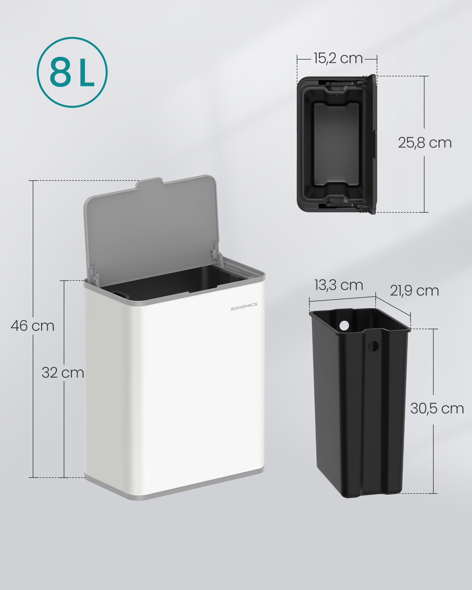 Hanging trash can 8 l with woolwit lid