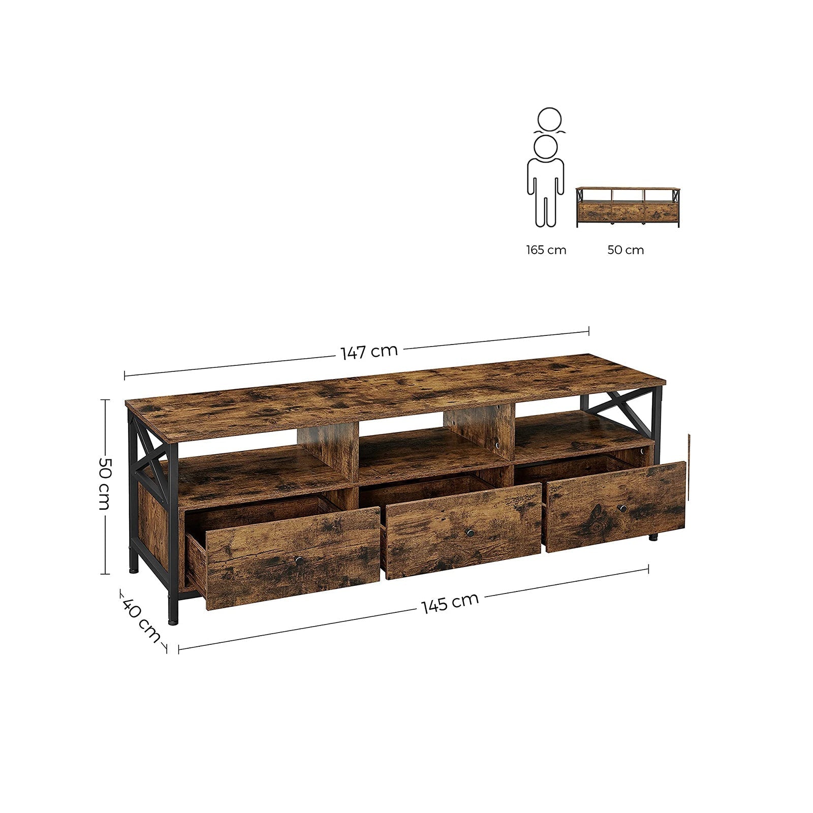 TV furniture - Coffee table - With 3 drawers - Industrial Design