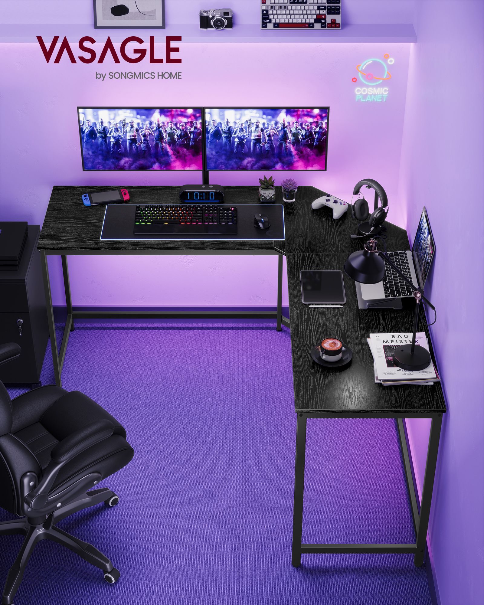 L-shaped desk, easy to set up