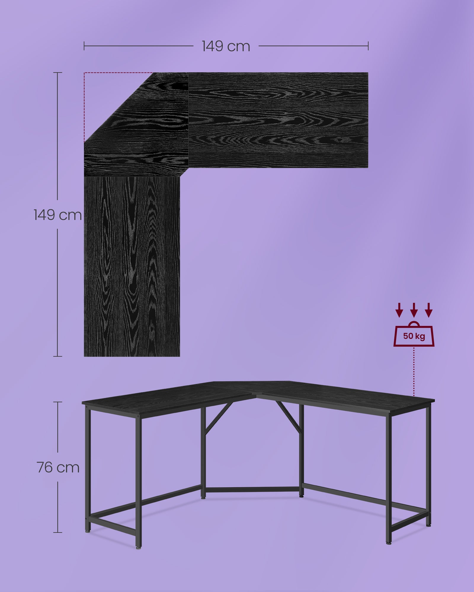 L-shaped desk, easy to set up