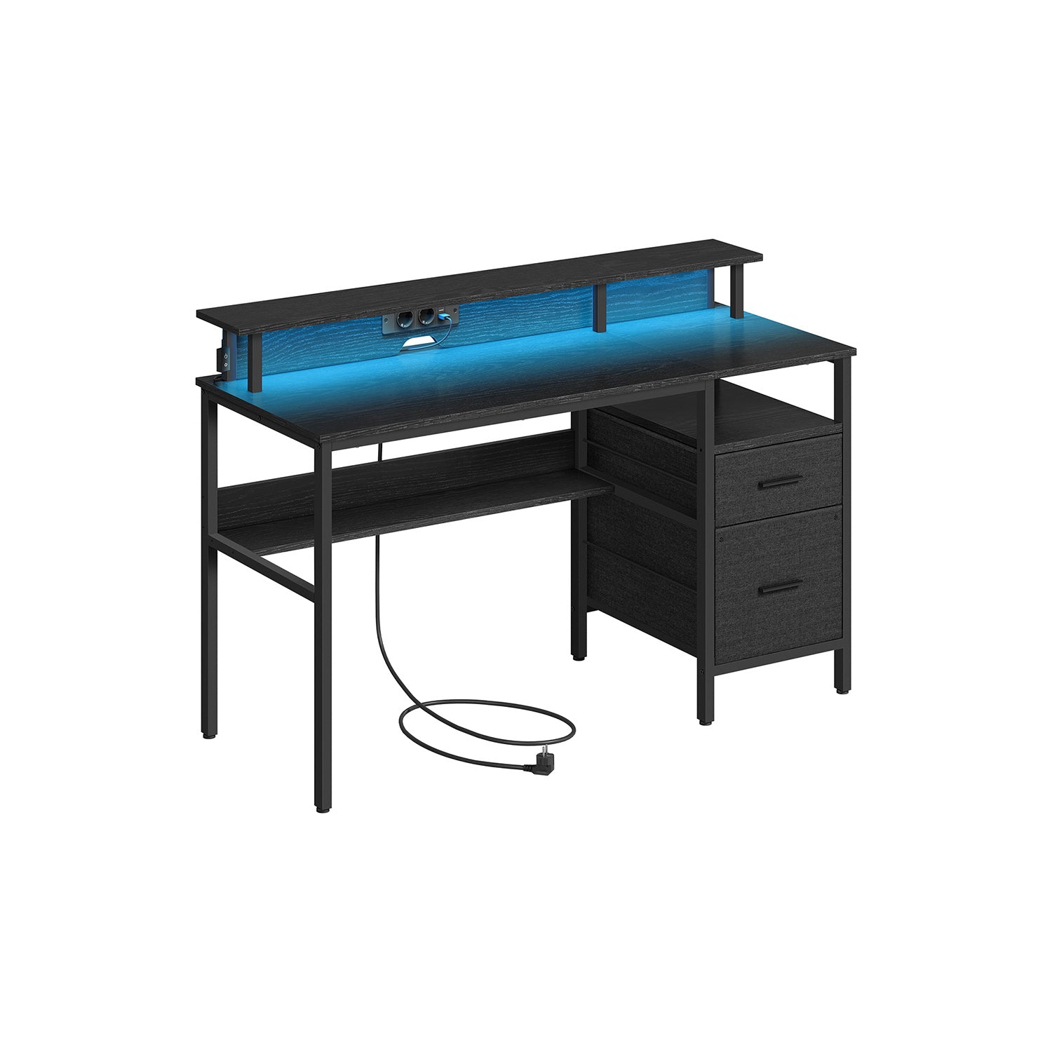 Desk with drawers and monitor stands in Ebony black