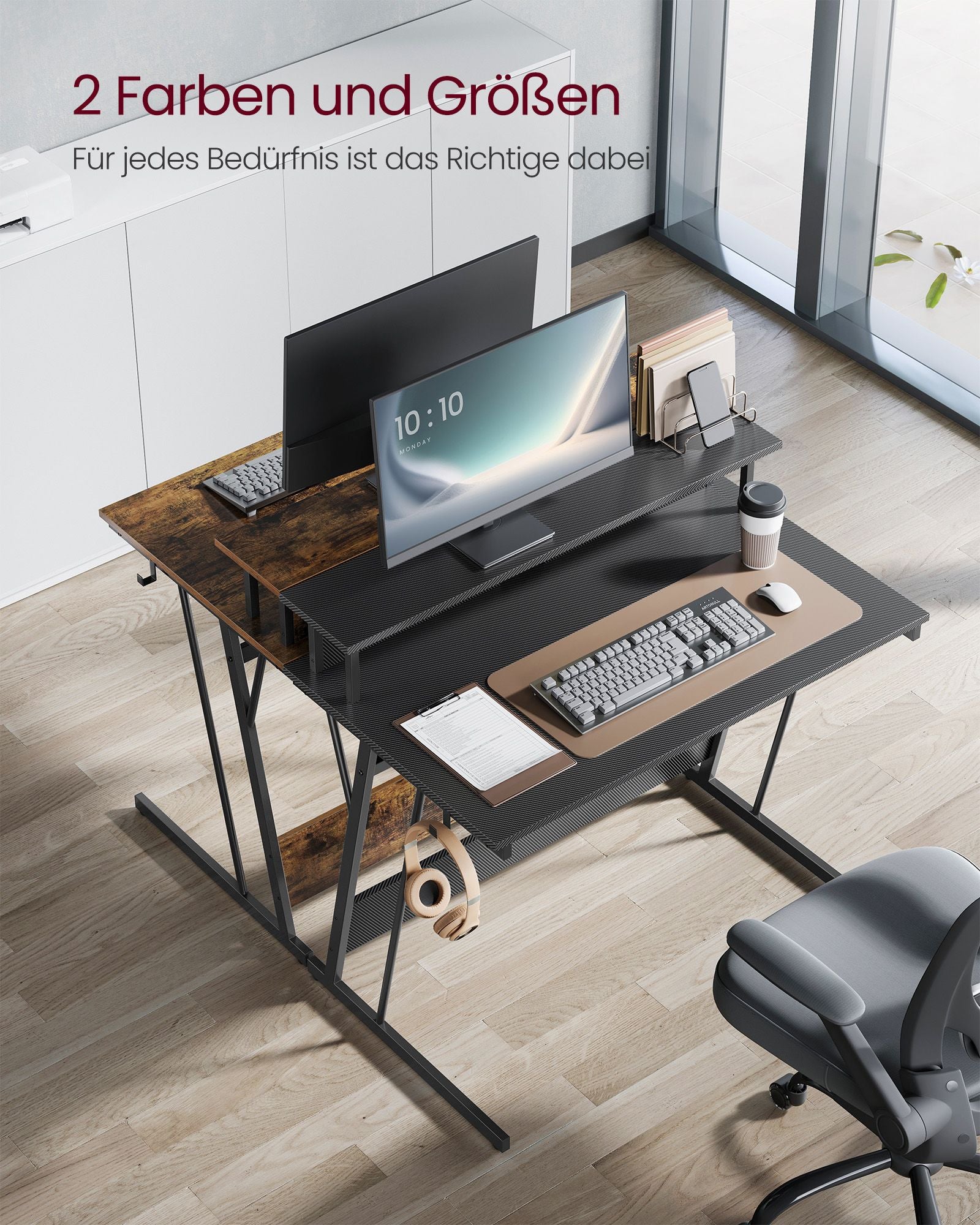 Desk with socket 60 x 120 x 76 cm soot black