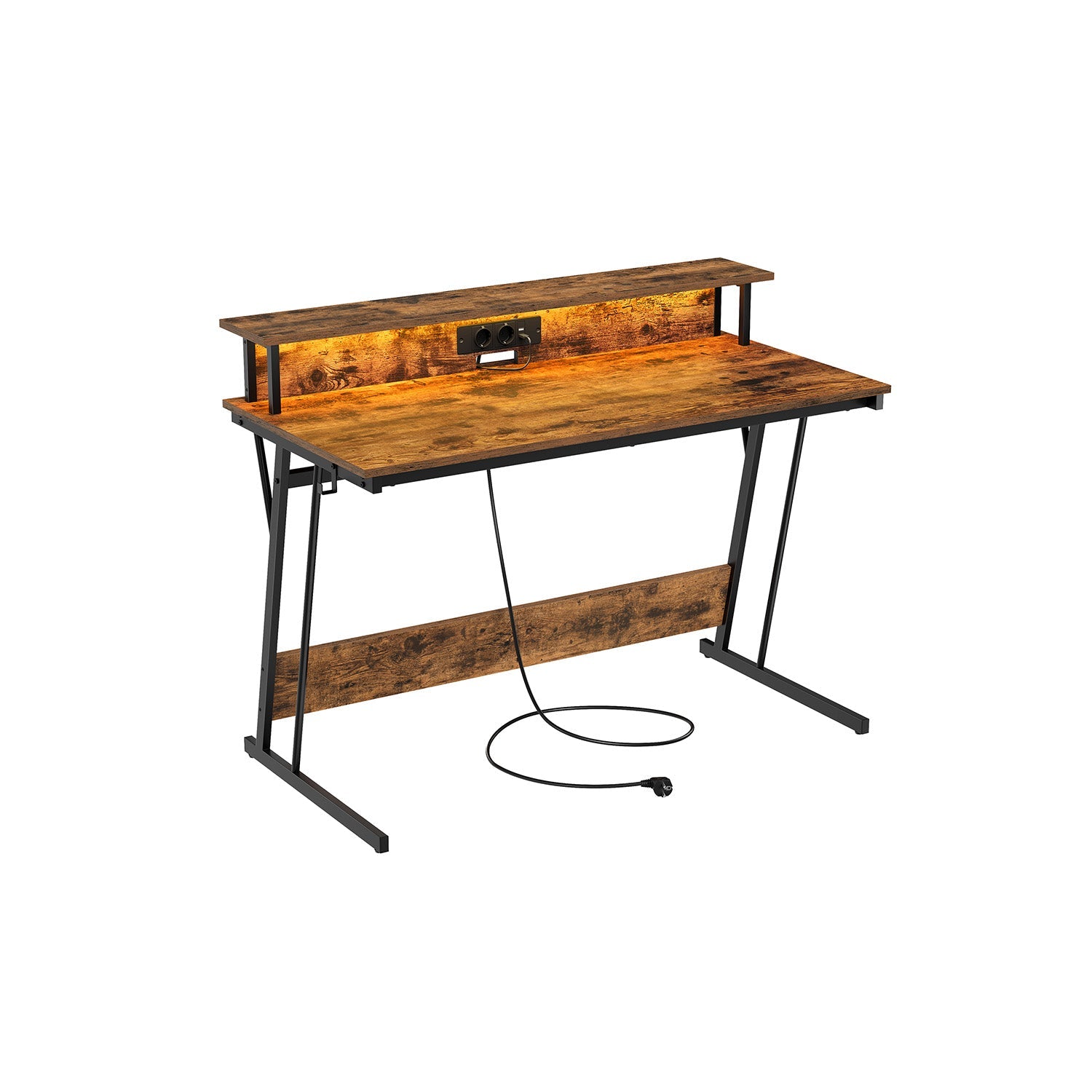 Desk with socket 60 x 120 x 76 cm soot black