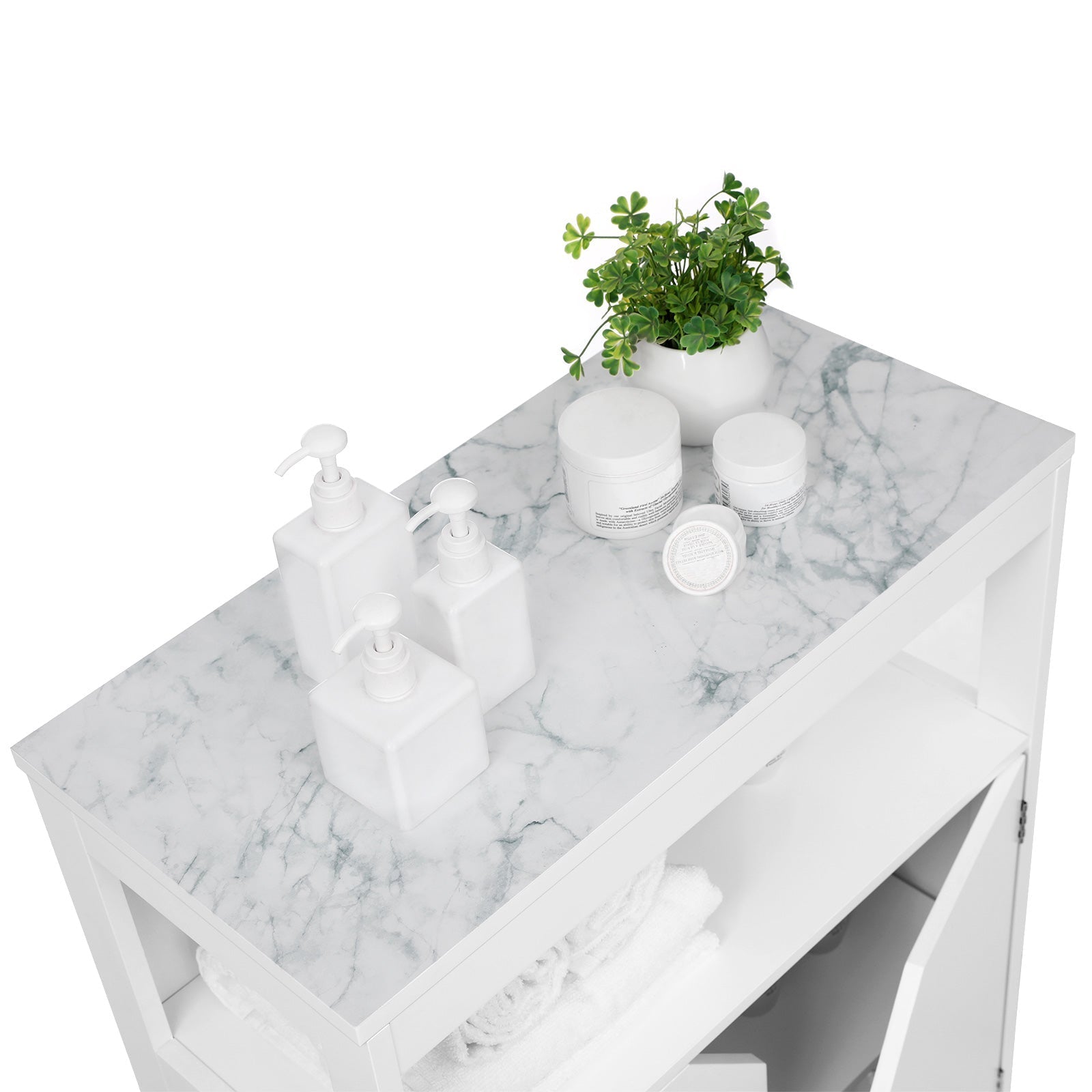 Bathroom furniture - Cabinet with open compartment and adjustable shelves - 60 x 30 x 80 cm - White