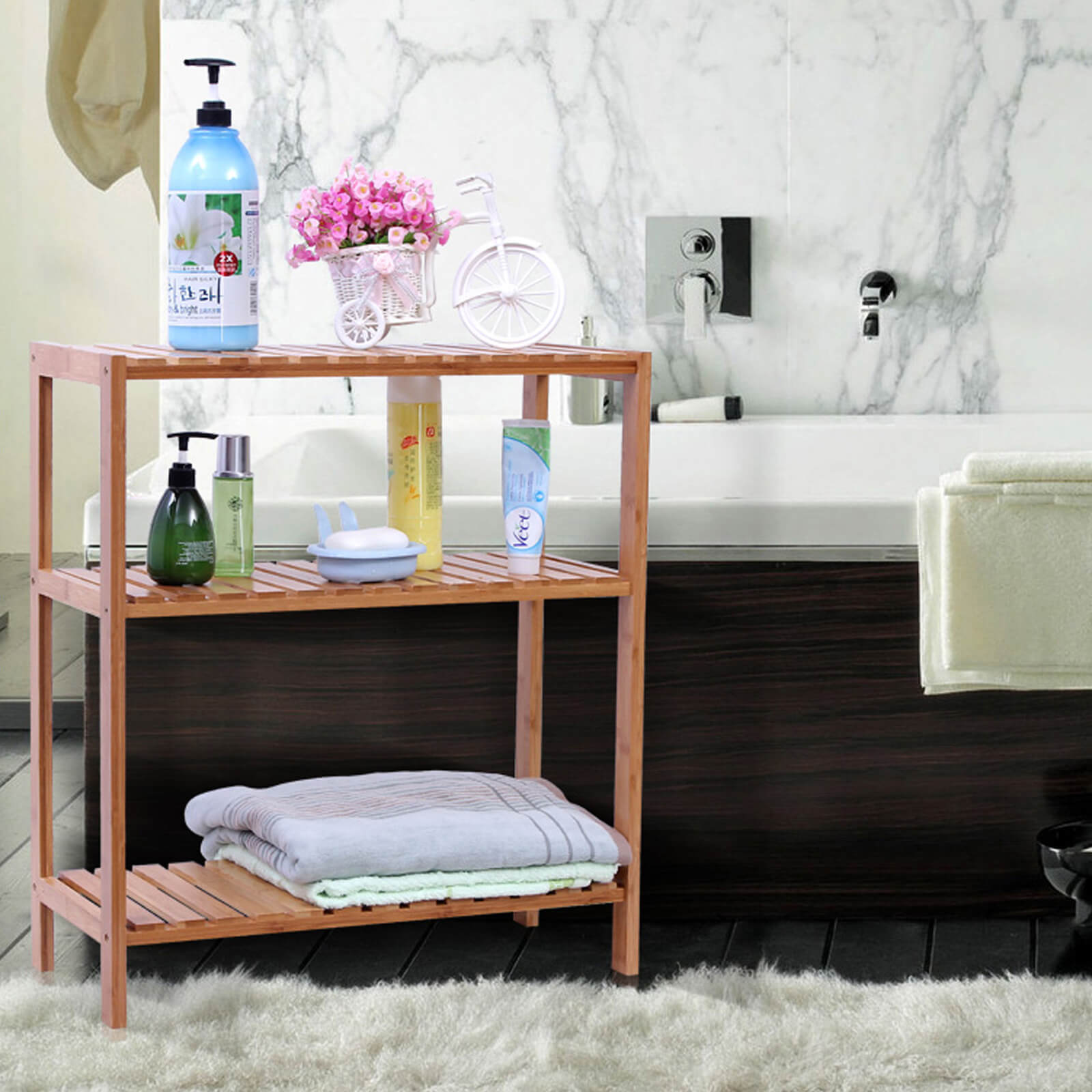 Bathroom rack - Bamboo - 3 shelves - Naturel