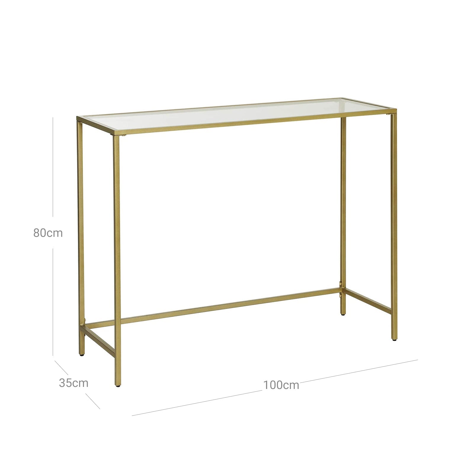 Consolet table - Modern side table - Glass sheet - Golden Frame