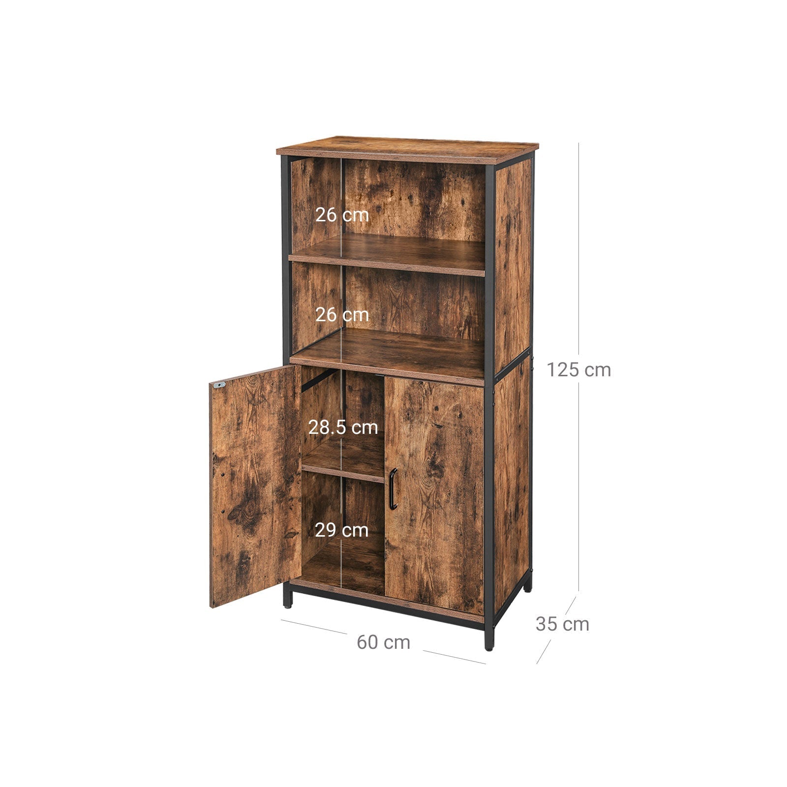 Sideboard - kitchen cupboard with 2 open compartments - Bookcase - Brown