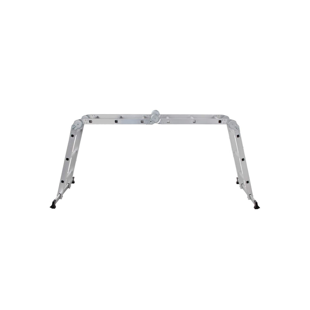 Multifunctional ladder - Aluminum - With 2 metal plates - foldable - 150 kg - silver