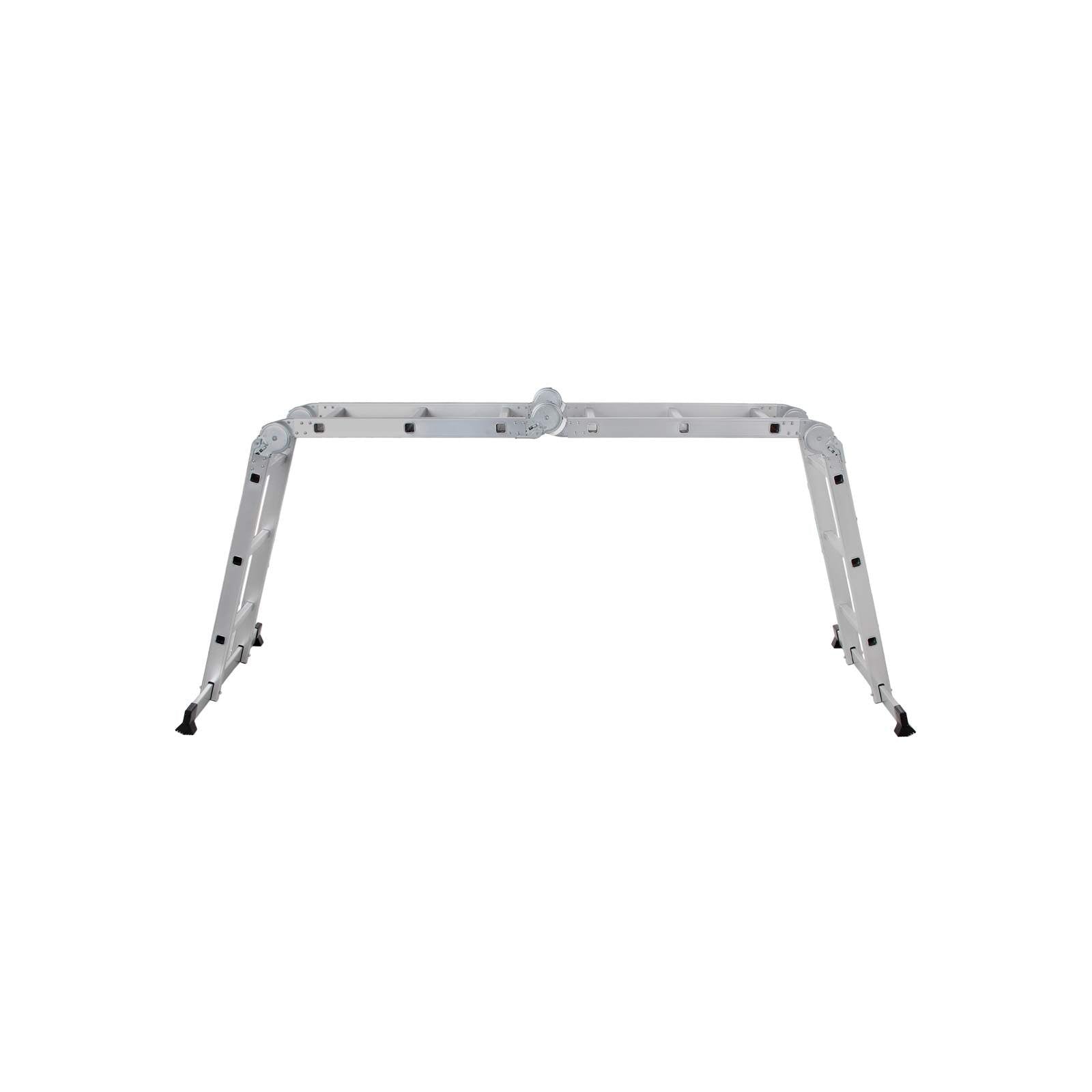 Multifunctional ladder - Aluminum - With 2 metal plates - foldable - 150 kg - silver